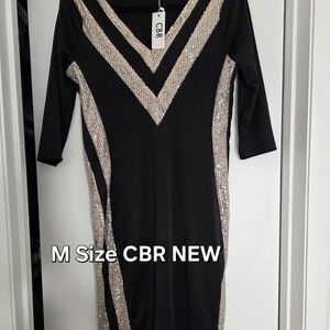 CBR Black Dress with Gold Sequin Accents